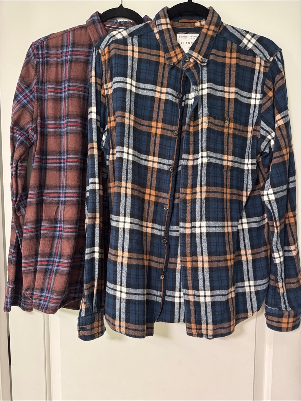 Lot of 2 Denim and Flower plaid flannel shirts